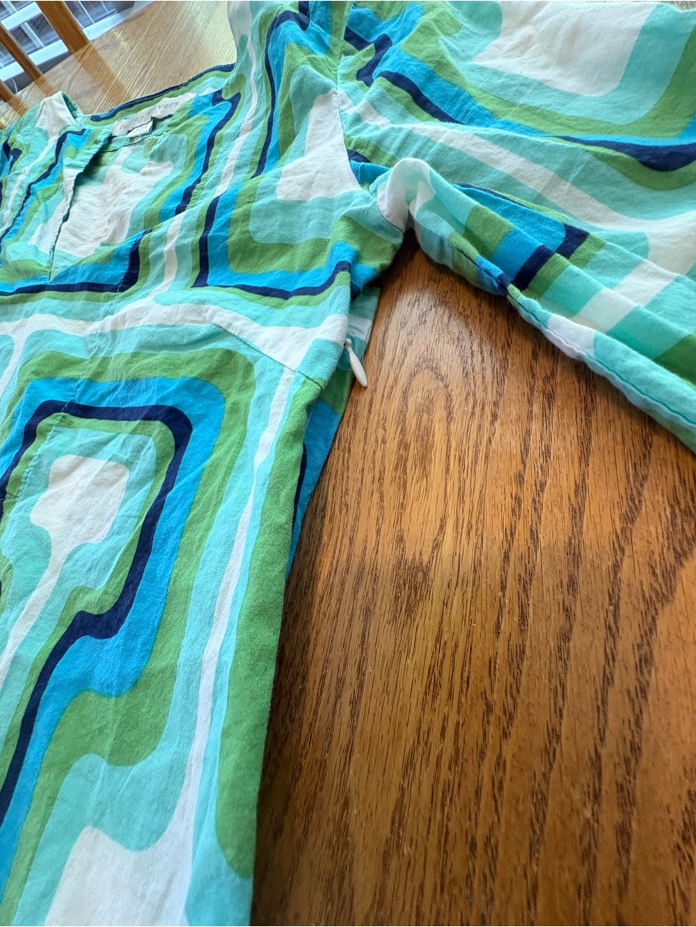 Lesley Evers Ellie Light Cotton Tunic Dress XS Made in CA Beach Blue Green - Picture 6 of 9